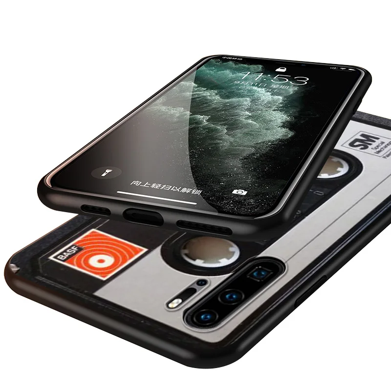 

Magnetic tape Cassette audio tape for Huawei P40 P30 P20 P Smart S Z 2020 Lite 5G E Pro Plus 2019 Black Silicone Phone Case