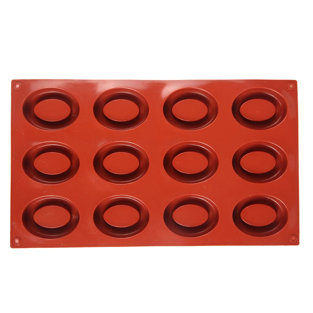 

New 12-cavity Silicone Oval Doughnut Mold Small Cake Chocolate Pancake Moulds for Baking Mini Dessert Kitchen DIY Handmade Tools