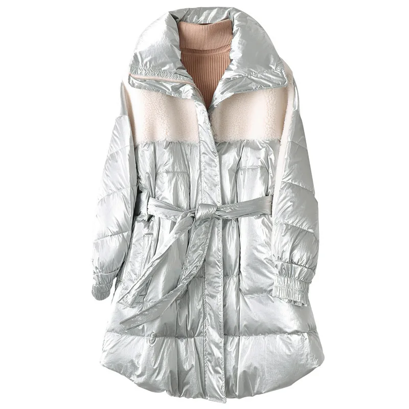 Новая женская одежда пуховые строчки гранулы комбинированный мех шуба короткая