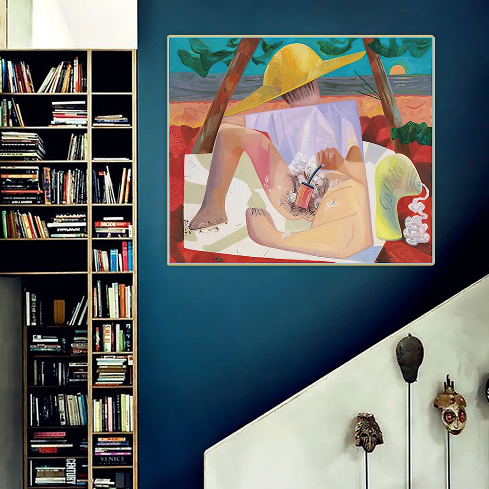 

Dana Schutz Canvas Oil Painting"Shaving"Western Art Decor Poster Backdrop Wall Aesthetic Backdrop Home Room Interior Decoration