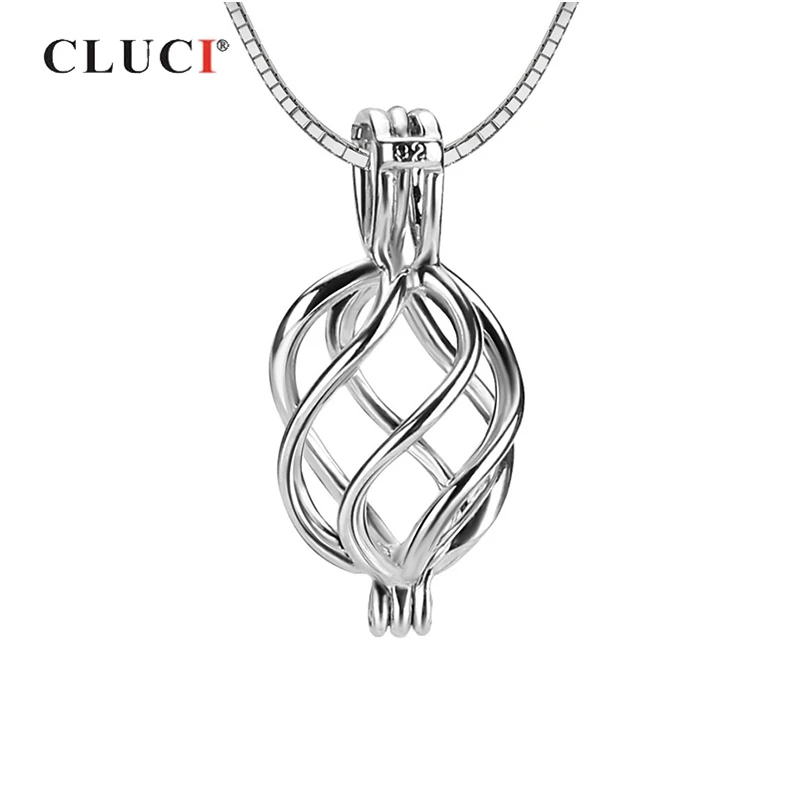 CLUCI Серебро 925 кулон для ожерелья ювелирные изделия геометрические витые женские ожерелья кулон 925 Серебряный кулон с жемчугом медальон