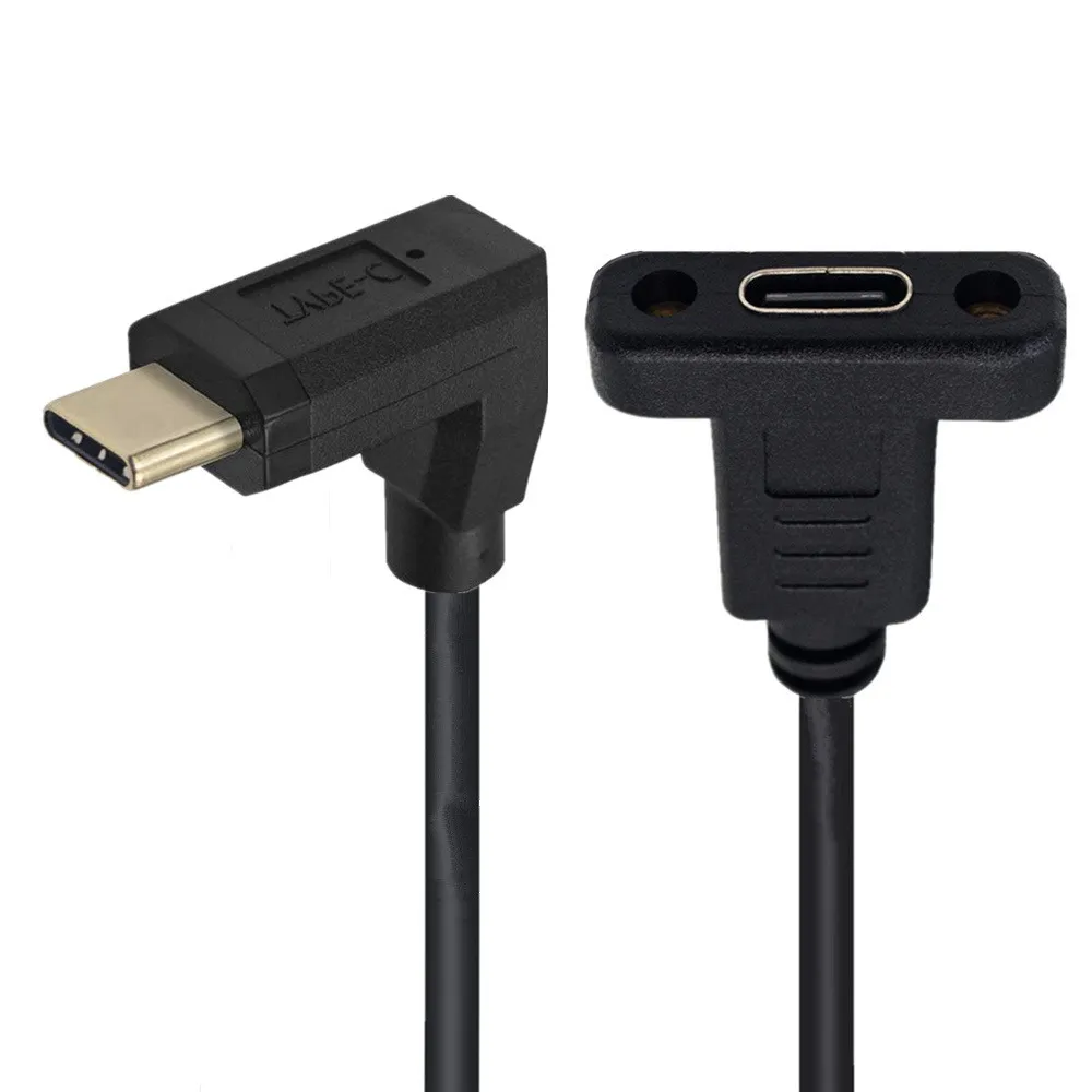 

Jimier USB-C USB 3.1 Type C Male to USB-C Female Extension Data Cable 90 Degree Up & Down Angled 30cm