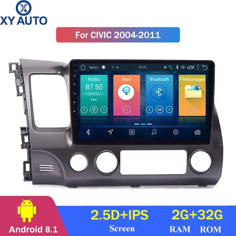 10 1 дюймов 2.5D IPS HD Мульти сенсорный экран Android8.1 2G RAM 32G ROM NAVI для Honda civic 2004 2011 с Bluetooth USB
