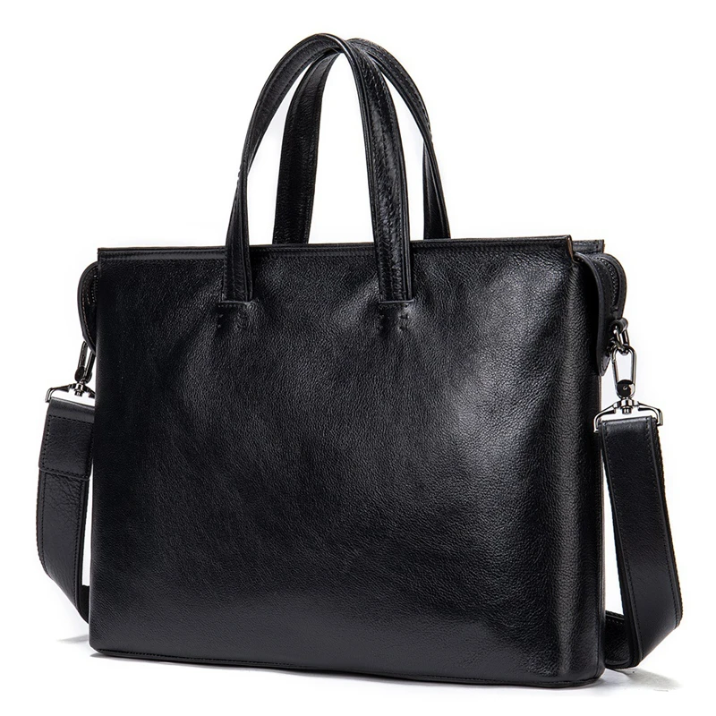 Men Business Handbag Genuine Leather Briefcases Male Laptop Bag 14 inch Totes Bag High Quality Leather Shoulder Bag For Document