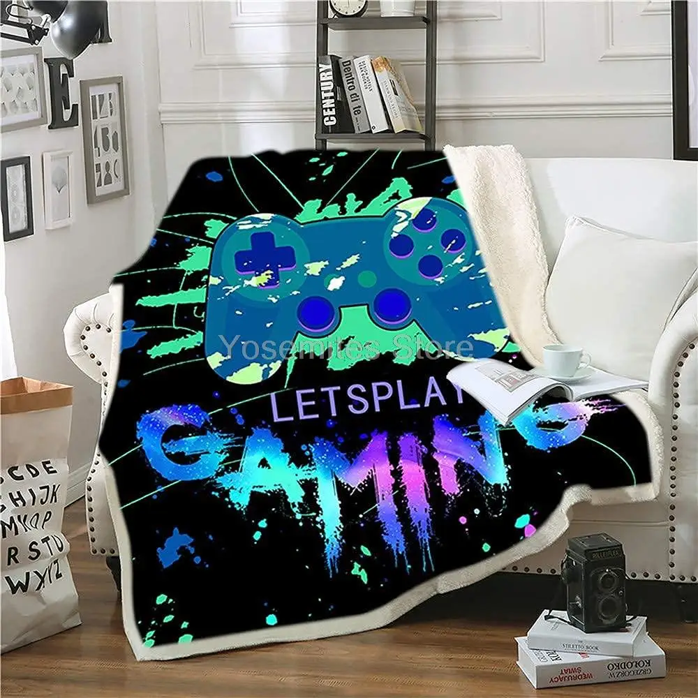 

Gamer Gaming Blankets for Kid Boys Teens Men Video Games Gamepad Plush Soft Fuzzy Fleece Sherpa Throw Blankets for Couch Chair B