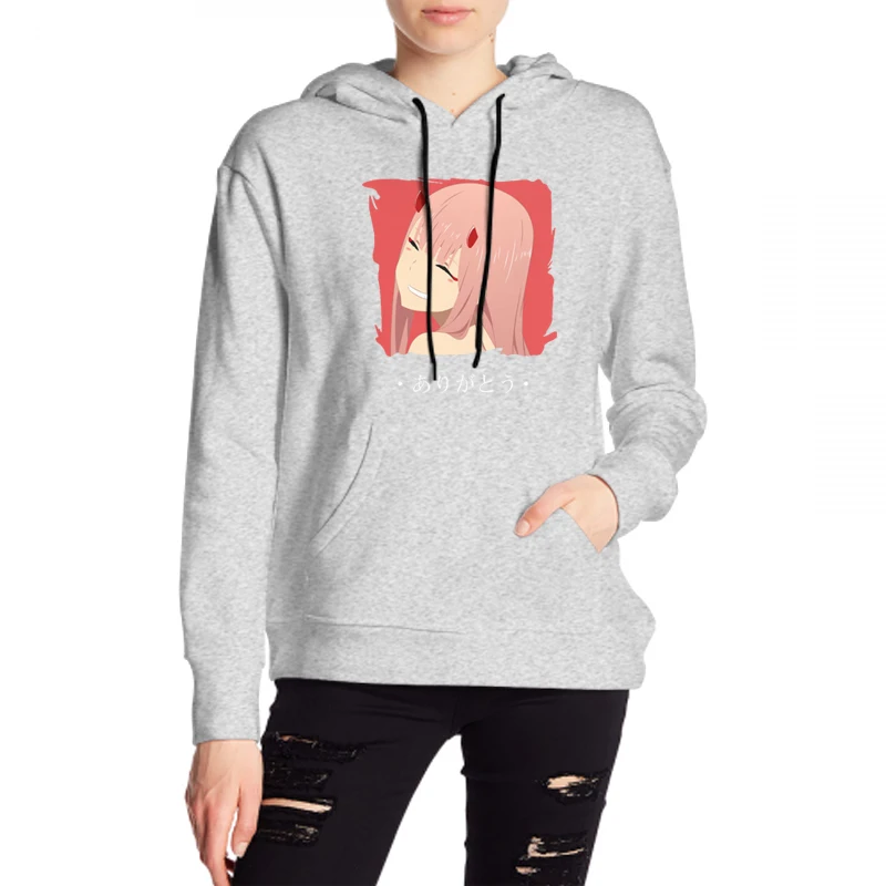 

Zero Two from Darling in The Franxx Arigatou Hoodie For Men Anime print Casual Sweatshirt
