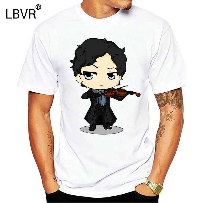 Мужская футболка черного цвета с изображением Шерлока Холмса героя фильма