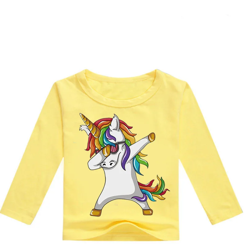 Детская футболка с единорогом модная рисунком Dab для мальчиков и девочек детский