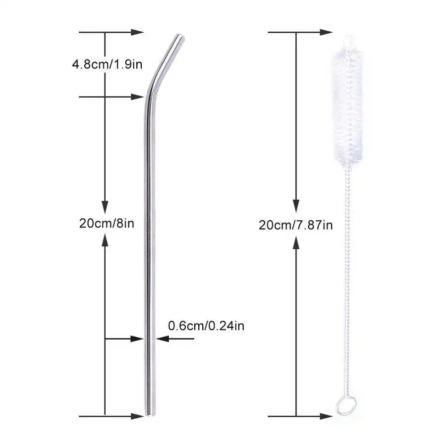 8 шт. Металлический Набор соломинок для напитков из нержавеющей стали 3