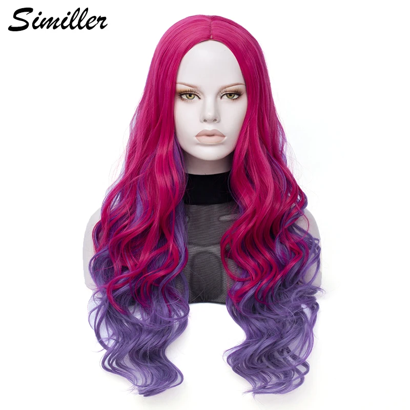Similler женский длинный кудрявый синтетический парик для косплея Розовый Красный