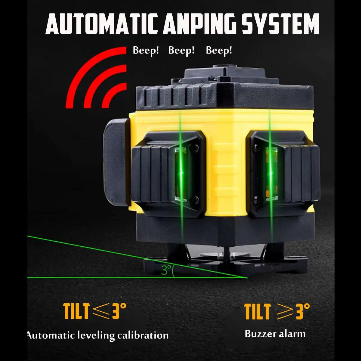 

16 Lines 4D Laser Level Green Line Laser Leveling Device Green Beam Laser Level Self-leveling Horizontal Vertical Measure Tool