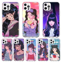 silicone case coque for iphone 13 pro max 11 12 pro xs max x xr 7 8 6 6s plus se 2020 kawaii japanese anime girl back cover capa