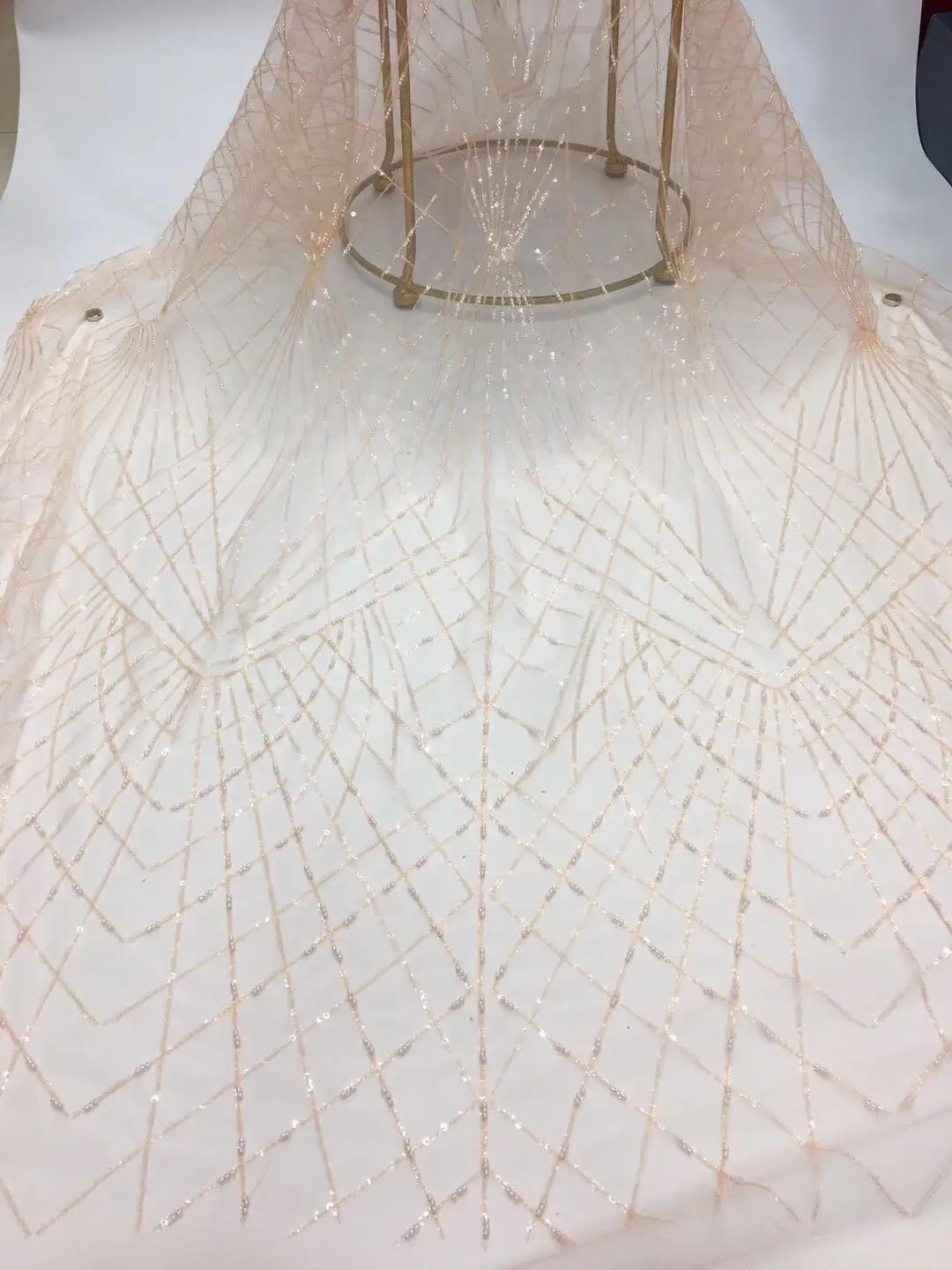 

2021 Embroidered African Cord Laces Fabrics With Sequins High Quality Nigerian Bead lace fabric For France lace party FJ32751