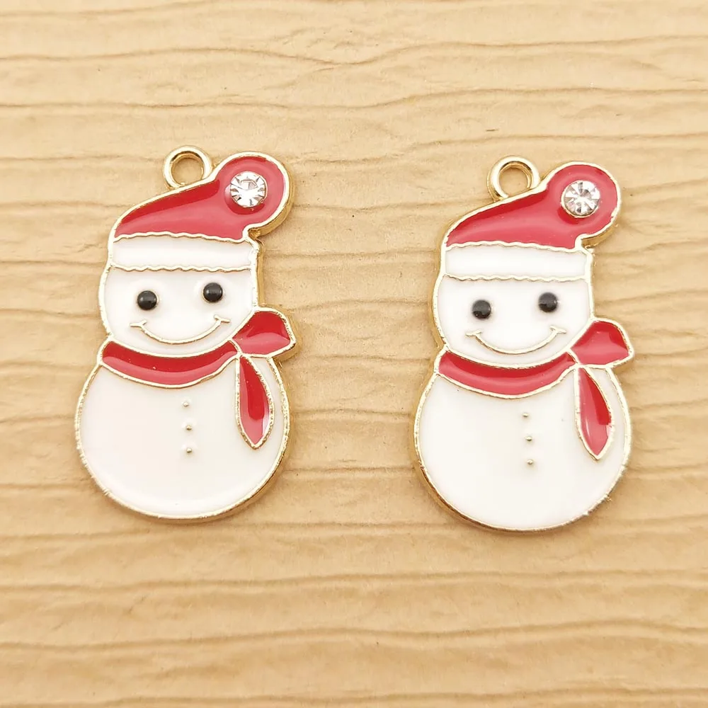 

10pcs 13x25mm enamel snowman charm for jewelry making earring pendant necklace charms bracelet charm diy finding