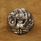 LINSION Cupronickel китайский стиль Лев кольцо Мужские байкерские Панк ювелирные изделия CP210 США Размер 7  15