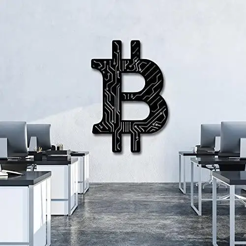 

Металлический Настенный декор Etgshop, криптовалюты, настенная художественная модель (19x19, Биткоин B черный)