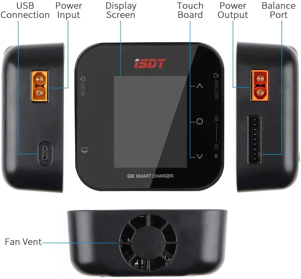 ISDT Q8 BattGo 500 Вт 20A высокомощное зарядное устройство с балансиром батареи Dis для 1 8S