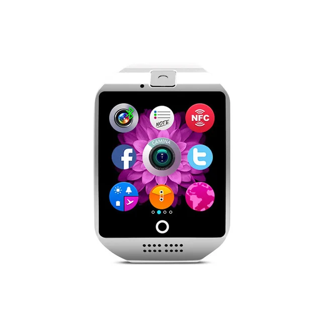 Белый Умные часы Q18, Bluetooth, умные часы, Facebook, Whatsapp, Twitter, синхронизация, поддержка sim-карты, фитнес-трекер, наручные часы для IOS, Android - Цвет: Белый