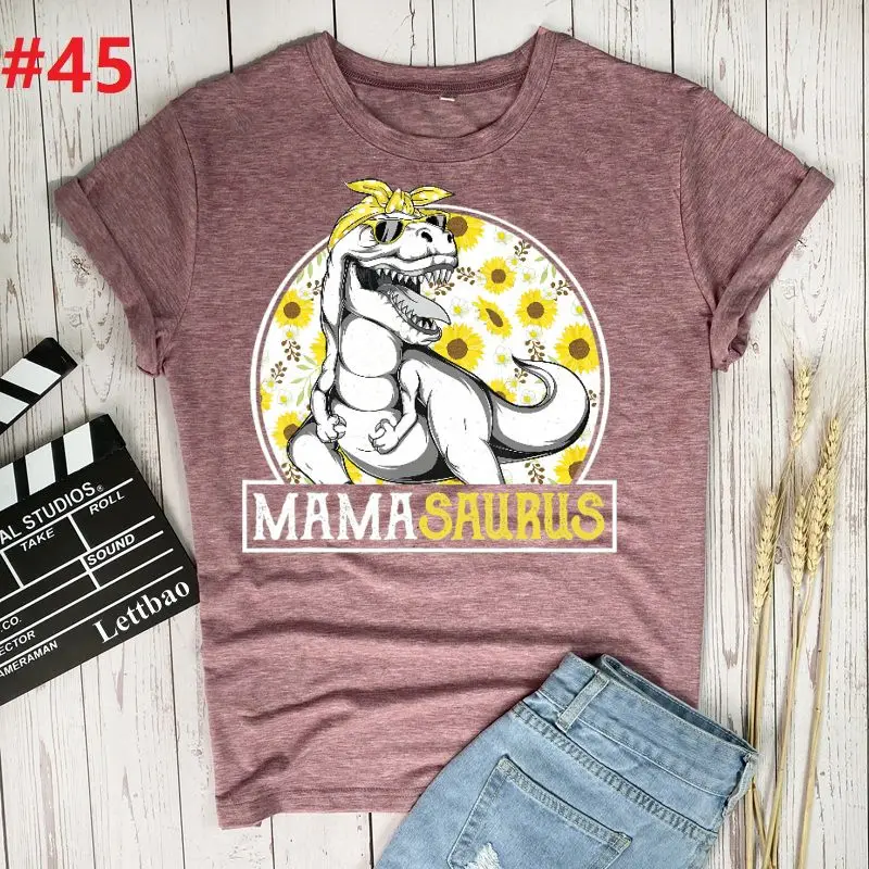 

Футболка Mamasaurus с изображением мамы динозавра, женская футболка с рисунком, Повседневная футболка Kawaii унисекс, одежда с рисунком, футболка с ...