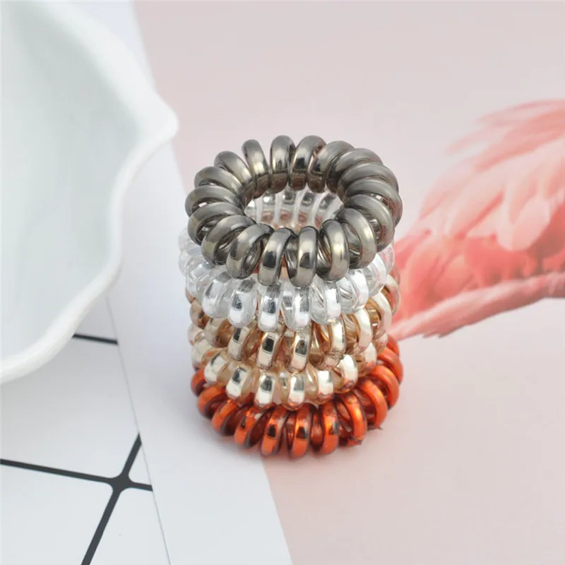 New Arrival 2-9 pcs/set Transparent jelly Color Telephone Ring Hair Bands With Box Girl's Tie Accessories Gum | Красота и