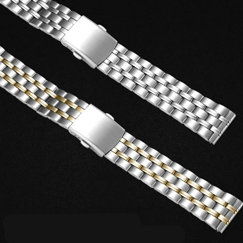 

Stainless Steel Band For 20mm 22mm Smart Watch Strap Replacement Wristband Silver Bracelet Folding Clasp Cinturino Per Orologio