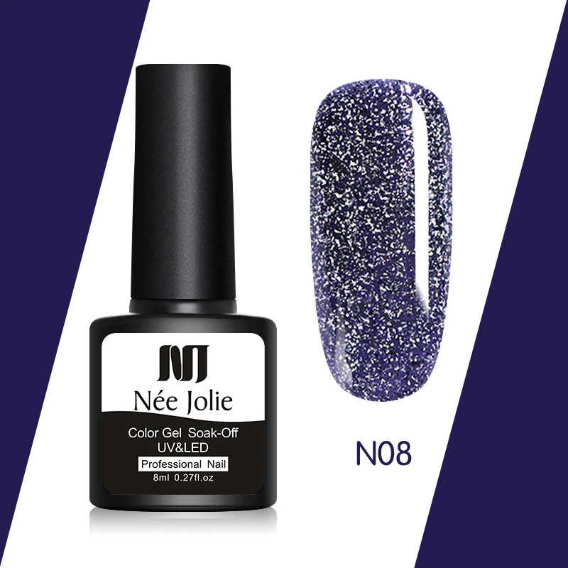 N08 Набор гель-лаков NEE JOLIE UV Vernis полуперманентный праймер верхнее покрытие 8 мл Гель-лак для ногтей маникюр Гель-лаки для ногтей - Цвет: N08