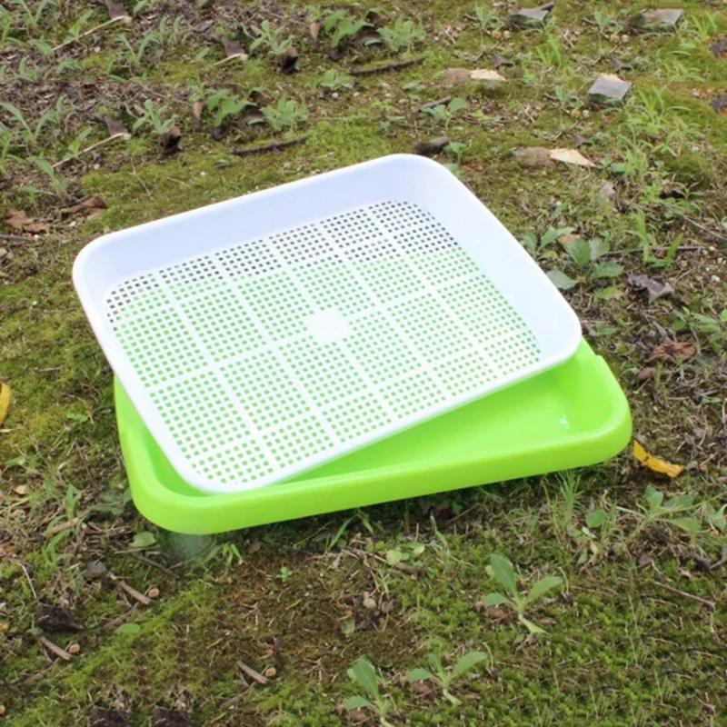 

Hot Sale 4Pc/Set Plant Flower Germination Tray Box Double-Layer Seed Sprouter Nursery Tray Hydroponics Basket (Green#)
