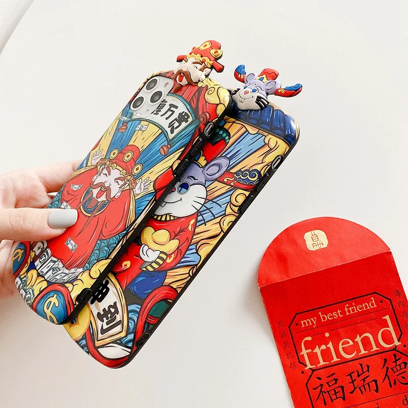 Chinese Style New Year Mobile Phone Case For iPhone 11 Pro X XR XS MAX 7 8 Plus Back Cover Mouse Doll Silicone Soft Fundas |