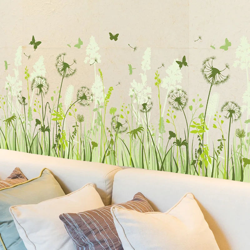 [SHIJUEHEZI] Dandelion Baseboard Sticker PVC Material DIY Flower Mural Decals for Kids Rooms Baby Bedroom Decoration | Дом и сад