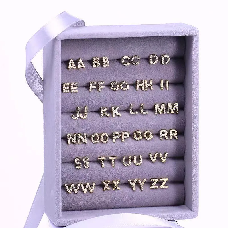 

1Pairs S925 A-Z Letter Stud Earrings For Women Fashion 26 Geometric Alphabet Earrings Jewelry Anniversary Gifts