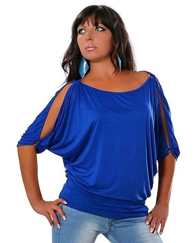 Повседневная Женская хлопковая Футболка с открытыми плечами и коротким рукавом