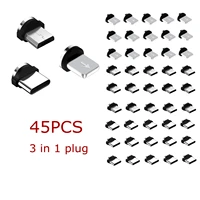 uslion 45 pcs magnetic tips for iphone samsung mobile phone replacement parts 3 in 1 plug micro converter cable adapter type c