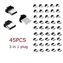USLION 45 Pcs Magnetic Tips For iPhone Samsung Mobile Phone Replacement Parts 3 IN 1 Plug Micro Converter Cable Adapter Type C