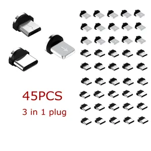 uslion 45 pcs magnetic tips for iphone samsung mobile phone replacement parts 3 in 1 plug micro converter cable adapter type c free global shipping