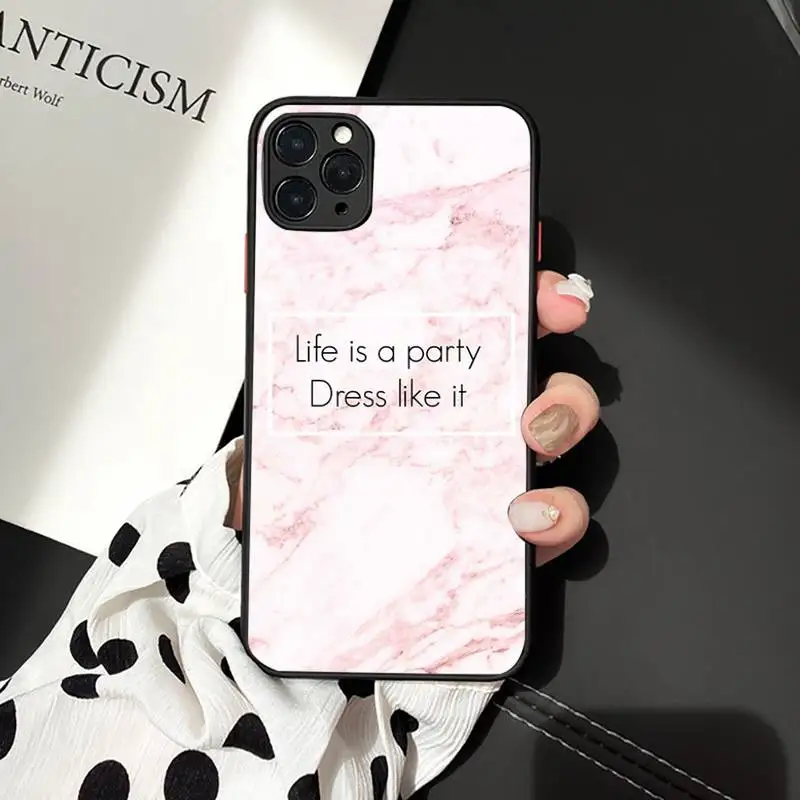 

Luxury Marble Letter leaf Phone Case Matte Transparent for iPhone 7 8 11 12 s mini pro X XS XR MAX Plus cover funda