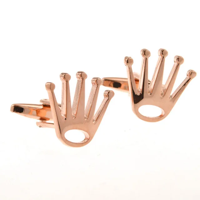 rose gold Новые 4 цвета Золото Серебро Черный Запонки короны Топ смокинг рубашка кнопка Bonito Свадебный Жених Лазерная запонки идеальные мужские ювелирные изделия - Окраска металла: rose gold