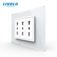 livolo italy standard 3 pins socket white crystal glass 16a 250v wall powerpoints with plug vl c9c3it 11