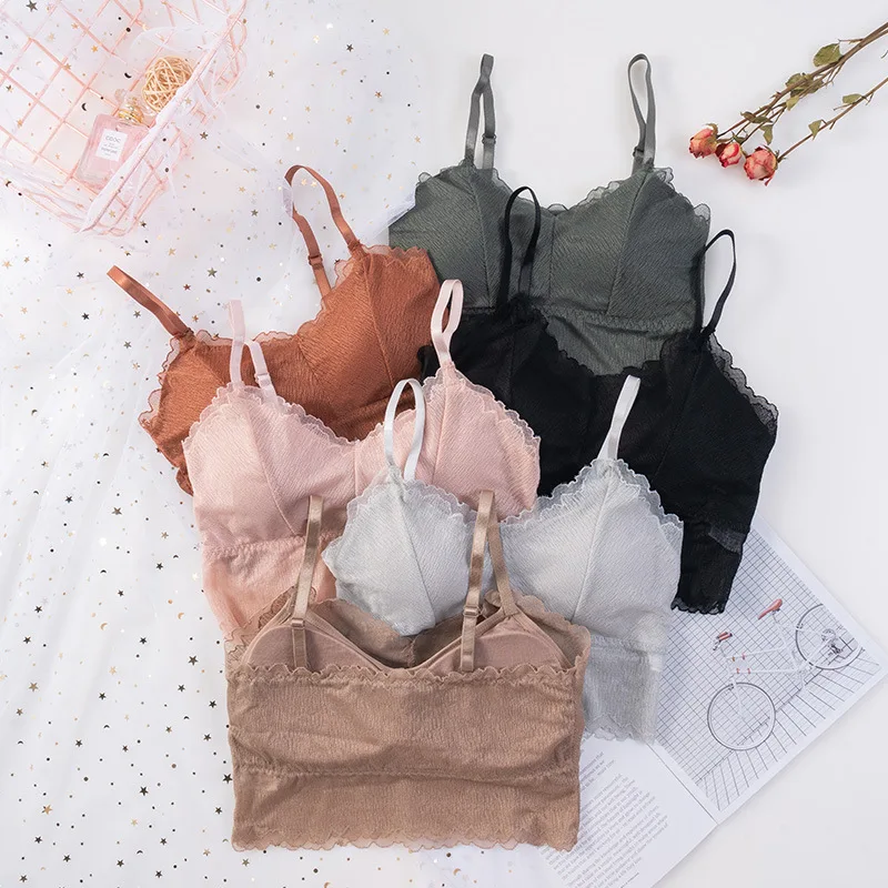 

Exotic Tanks and Camis Lace Bralette Woman Basic Cami With Built in Bra Top Women Women's Tube Top Lace-up Corset Tops Crop Tees