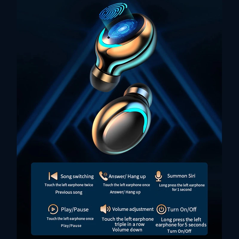 TWS Bluetooth 5 0 наушники 2200 мАч зарядная коробка беспроводные 9D стерео спортивные