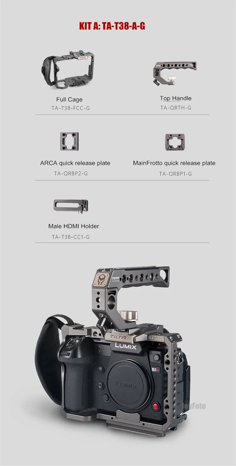 Tilta клетка для PANASONIN S1H S1 DSLR камера аксессуары Полная Клетка Верхняя ручка опорная пластина кабель для записи HDMI кабель TA-T38-FCC-G