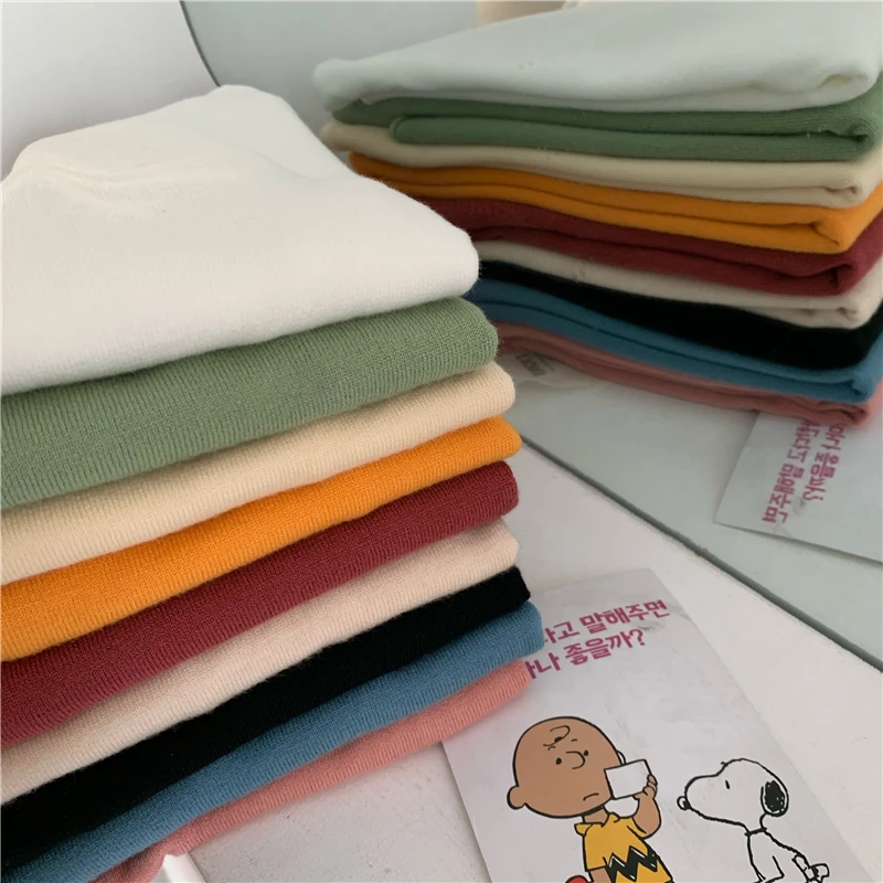 

Spring Autumn New Turtleneck Long Sleeve Ladies Tops Fashion Brand Female Solid Slim Knitted Sweaters Women Clothes Pullovers