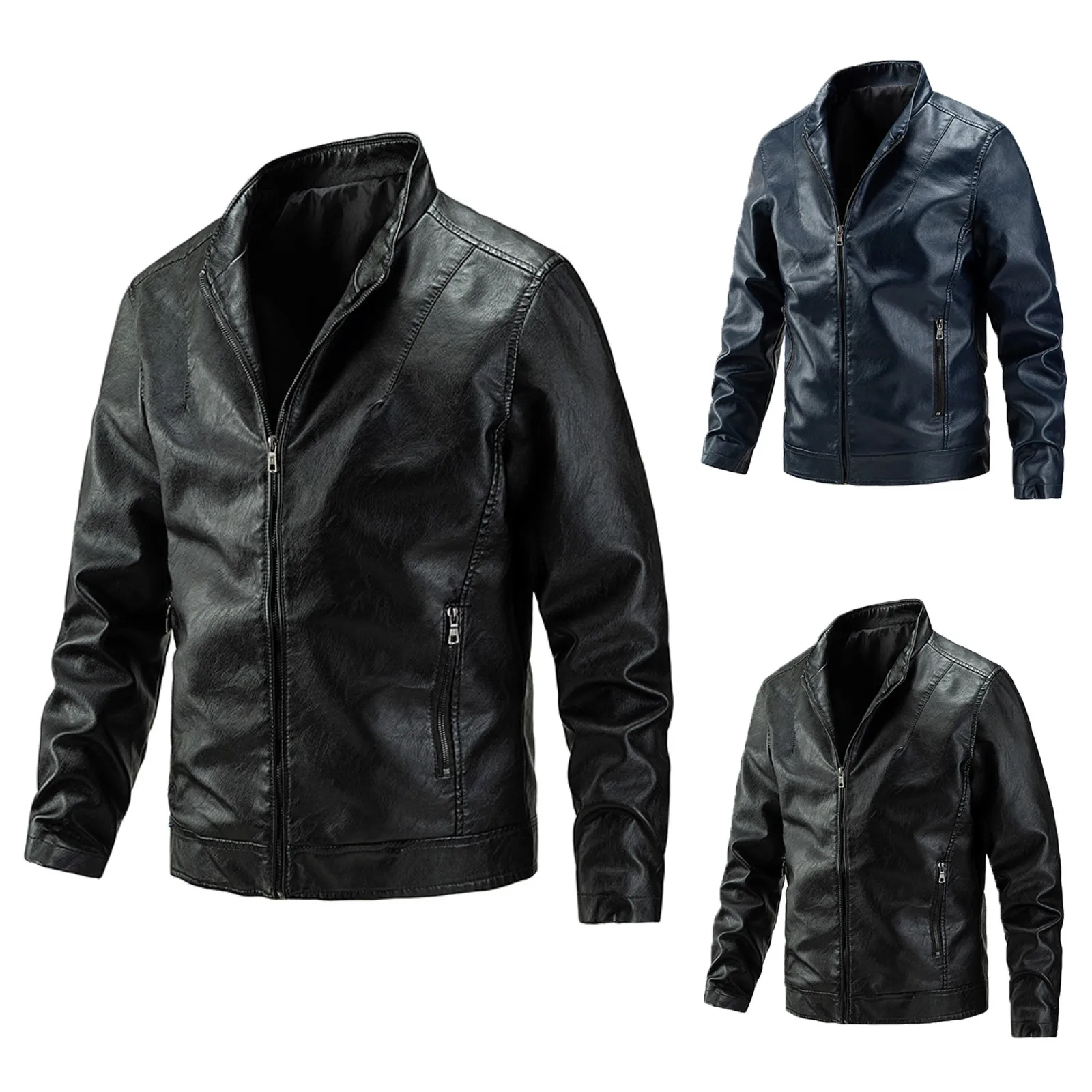 Мужская кожаная осенне-зимняя утепленная бархатная бейсбольная форма с