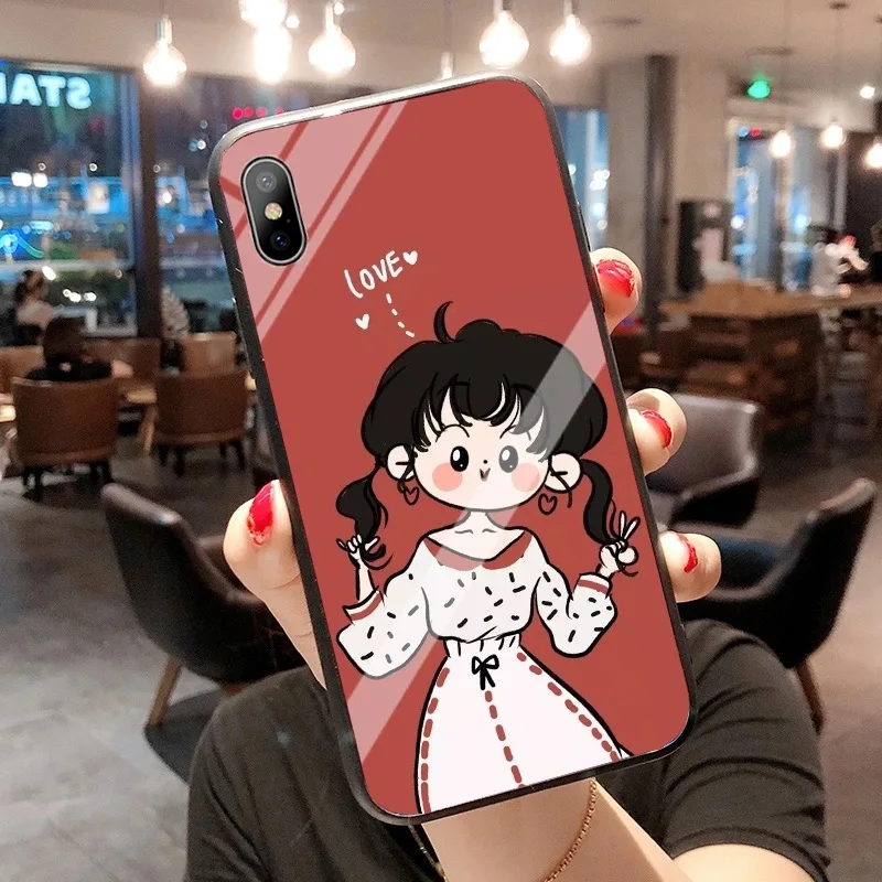 The New Cartoon Pictures Glass Shell Soft Silicone Phone Case For iPhone 11 Pro Max XS XR SE Shockproof Case For iPhone 11 Case