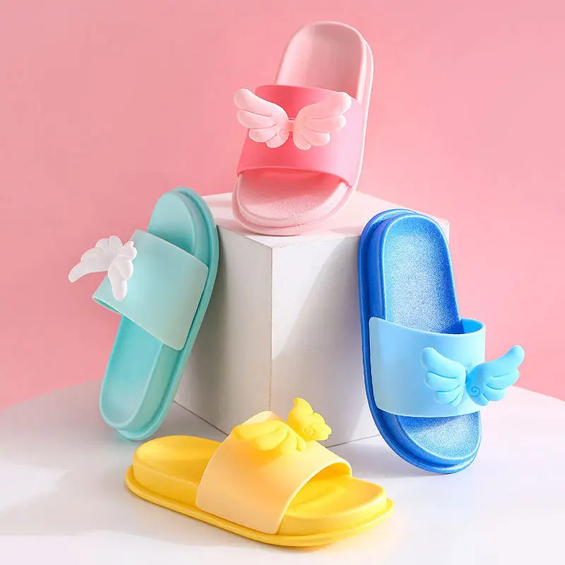 

Fashion Angel Wing Slippers Children Casual Non-slip Flat Slides Shoes for Girls Summer Indoor Mules Boys Beach Shoes