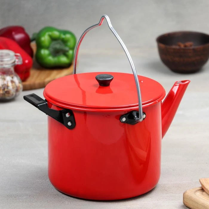 Чайник-котелок с декоративным покрытием 2 5 л цвет красный | Дом и сад