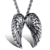 megin d new vintage punk simple angel wings titanium steel pendants for men women couple friend fashion design gift jewelry