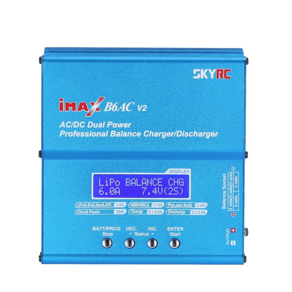 

SKYRC iMAX B6AC V2 6A 50W AC/DC Lipo NiMH Pb Balance Charger/Discharger with Adapter LCD Display for RC Car Drone Helicopter