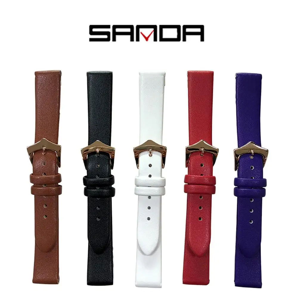 Ремешок для часов из натуральной кожи с разноцветной пряжкой цвета розового