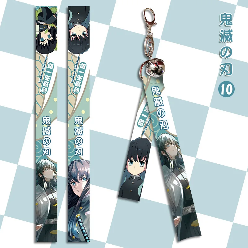 

Anime Demon Slayer Kimetsu No Yaiba Lanyard Strap Keychain Cartoon Figure Rengoku Kyoujurou Streamer Bag Pendant Key Ring