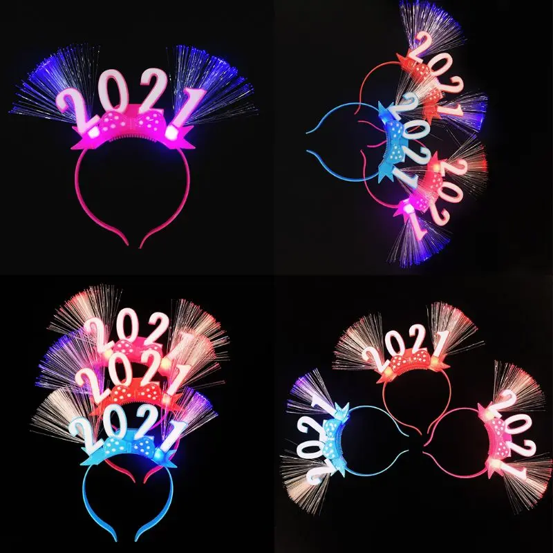2021 светодиодный светильник волоконно оптическая повязка на голову новогодний